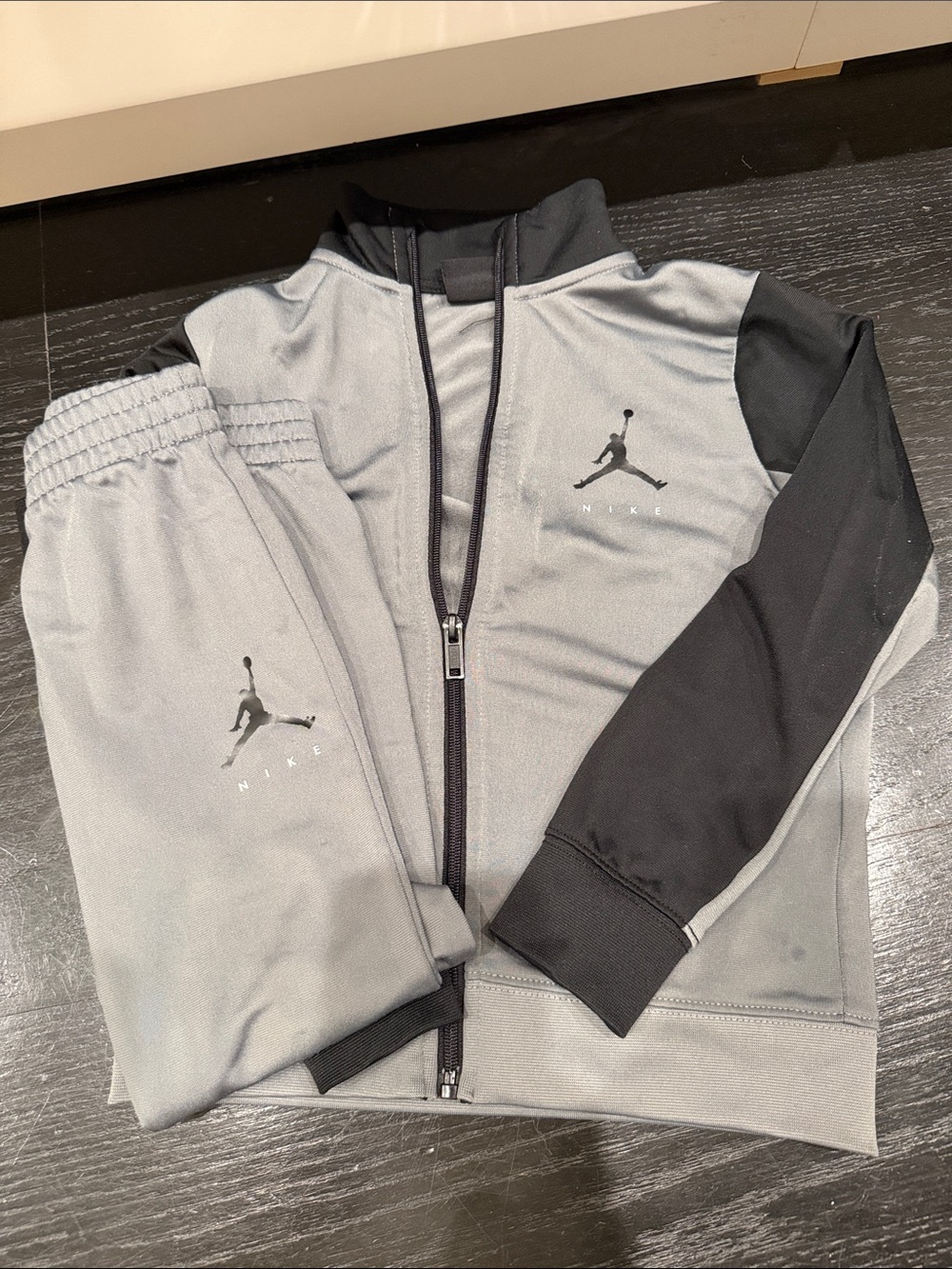 Nike Kids Grey and Black Jordan Track Jacket & Pants